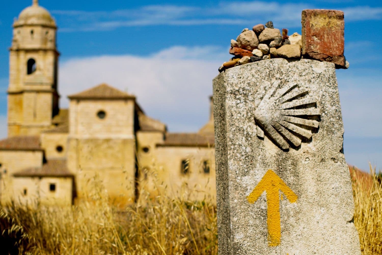 El Camino pilgrim road leading toward Santiago de Compostela